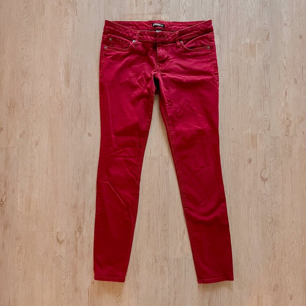 Express Burgundy - Wine Skinny Jeans
